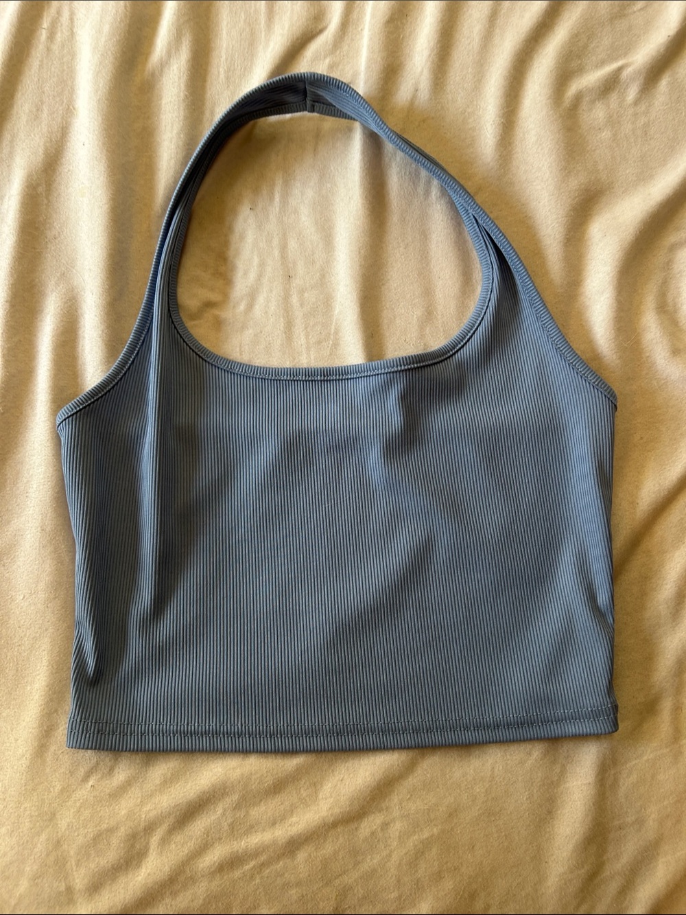 SHEIN Ribbed Scoop Crop Tank Top - Dusty Blue